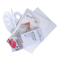 Без бренда «Набор подарочный «Две картинки»: краски акрил 12x12 мл, 2 холста 22x30 на мдф, 10 кистей, мастихин, палитра. Уценка (без упаковки)» в Ижевске