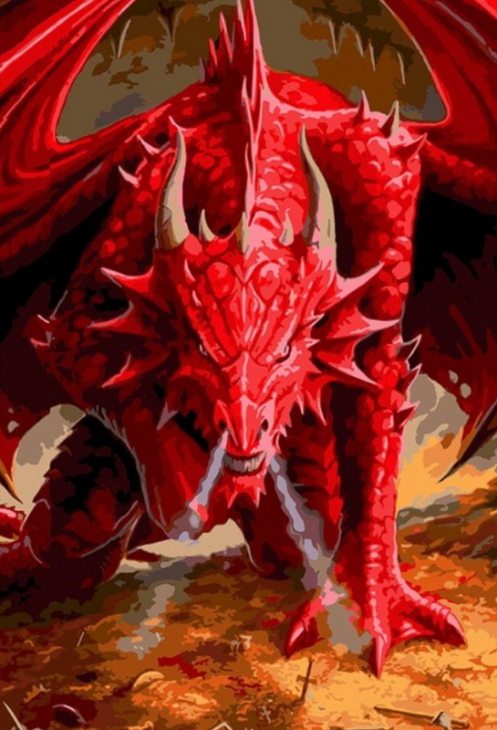 Картина по номерам 40x60 Злой огненный дракон
