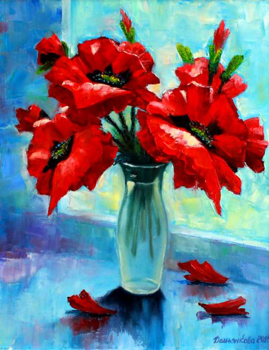 Картина по номерам 40x50 Букет красных маков