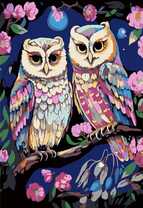 Две совы в свете луны