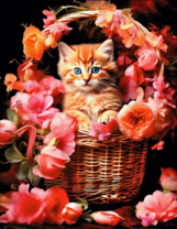 Без бренда «Рыжий котенок в корзине с цветами» в Ижевске в интернет-магазине  Без бренда «Рыжий котенок в корзине с цветами» в Ижевске