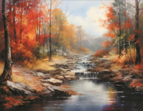 Река через осенний лес