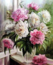 Без бренда «Пионы в прозрачной вазе у окна» в Ижевске
